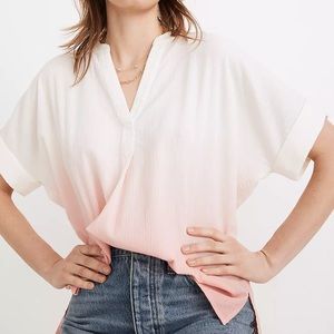 Madewell Lakeline PINK Dip Dye Popover Shirt